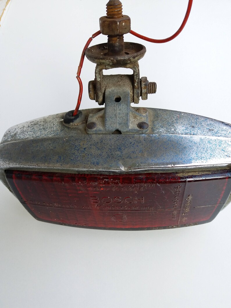 Vintage Red Glass Traffic Light. Stop Light Lens. Stop Lamp. BOSCH, Old