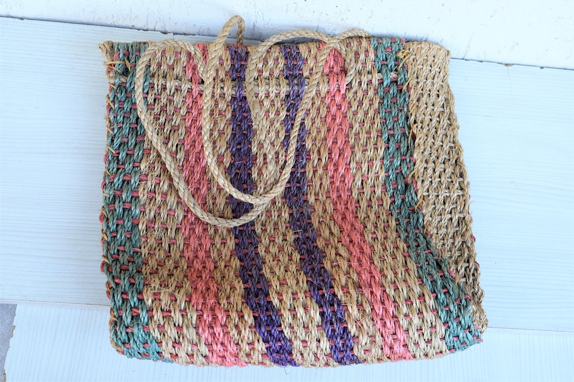 Hemp Knitted Bag Knitted Summer Bag Vintage Summer Straw - Etsy UK