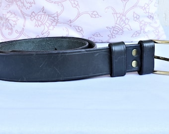 Black Leather Belt, Vintage Men's Leather Belt, Men's Belt