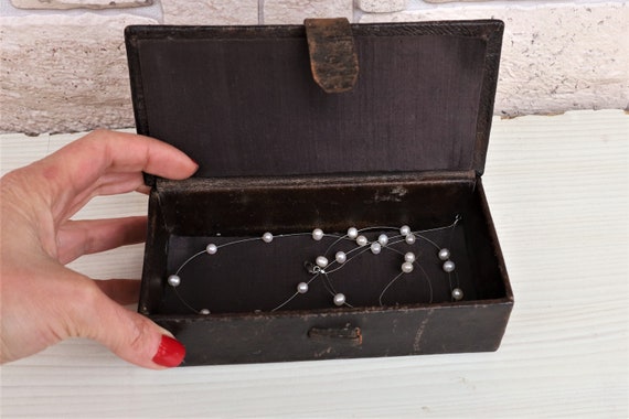 Vintage  Jewelry Leather Box , Antique Box,  Jewe… - image 3