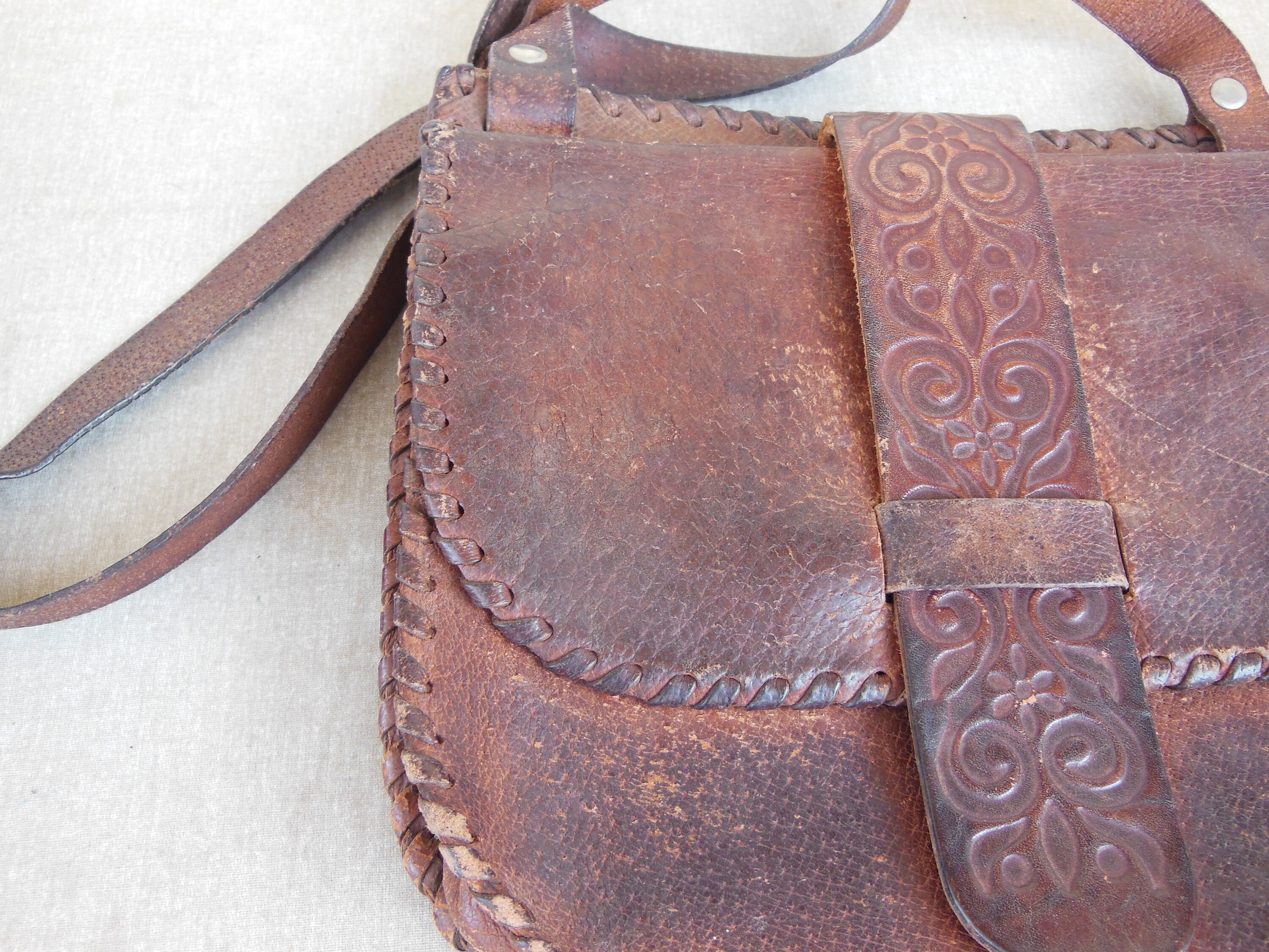 Vintage Handmade Leather Bag Leather Bag Ladies Handbag Etsy