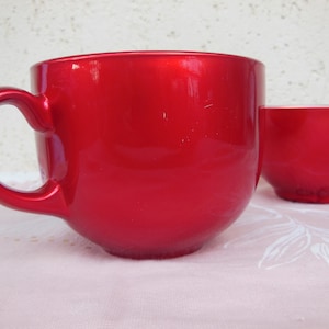 Beautiful Set In Red , Luminarc (France) Christmas Set , Cup And Bowl At Luminarc , Glass Set In Red