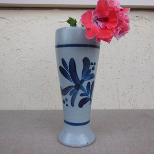 Vase, vase allemand en céramique vintage, vase en céramique bleu, vase rétro, vieux vase