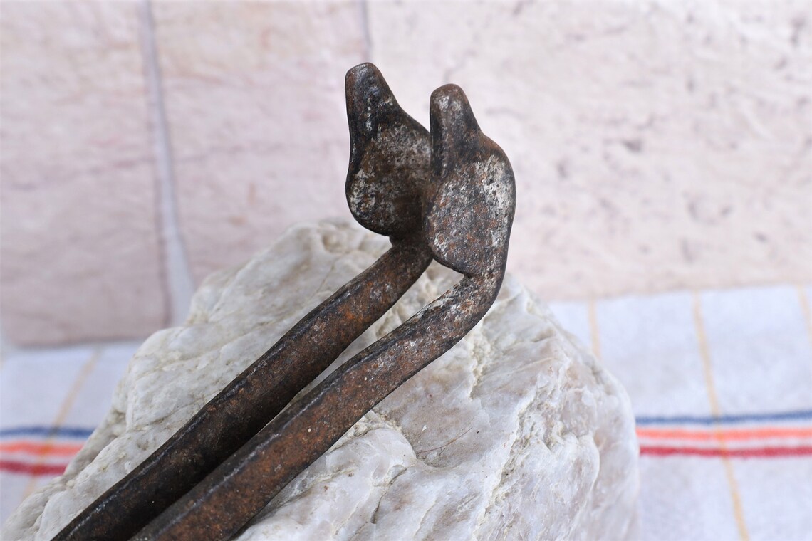 Antique Coal Tongs , Iron Fire Tongs , Hand Hammered Tongs , Fire