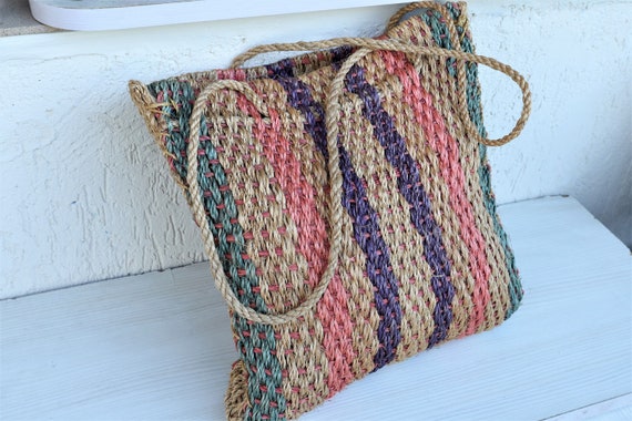 Hemp Knitted Bag , Knitted Summer Bag , Vintage S… - image 2