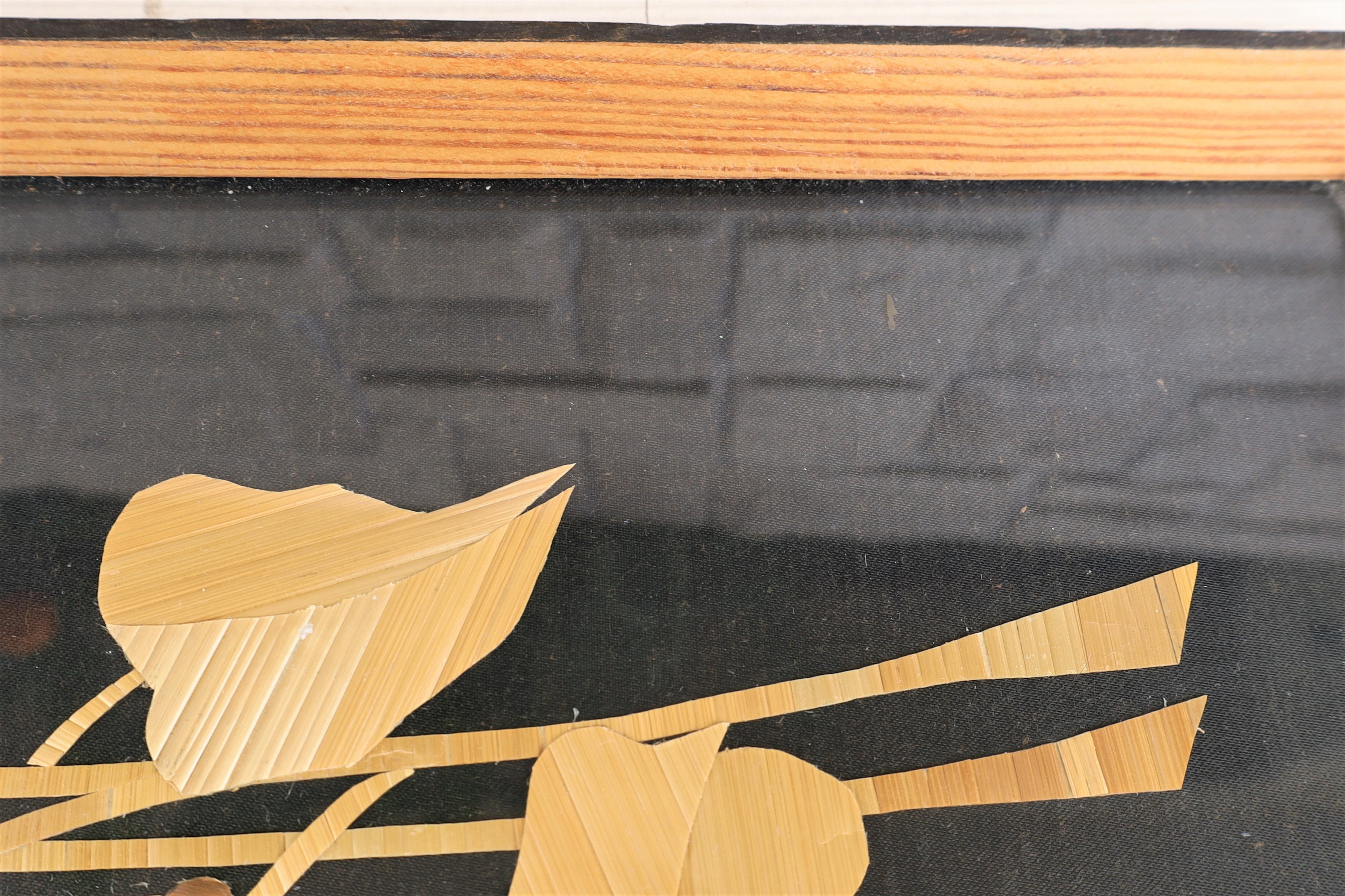 Vintage Straw Painting Flower Painting Straw Flowers Etsy