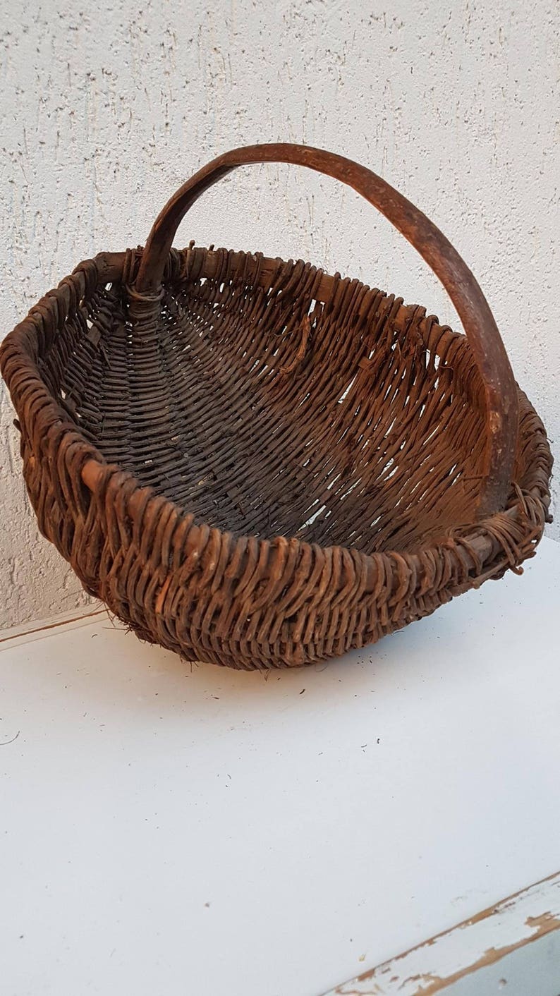 Antique Wicker Basket A Handknit Basket Vintage Item From Etsy