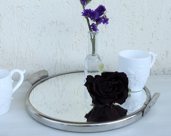 Antique Serving Tray , Mirror Tray , New Mirror Tray , Vintage Serving Trays , Round Serving Tray , Round Mirror Tray , Decorative Tray