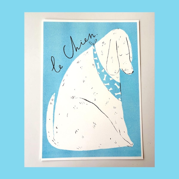 A3 Le Chien Risograph Print