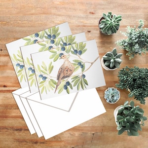 Originele aquarel duif wenskaarten - blanco notitiekaarten set - 5x7 of 5x3.5 kaartopties