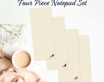 Songbird Notepad - Bird Lover's Notepads - Set of 4 - 2.5x6 inches - Free Shipping