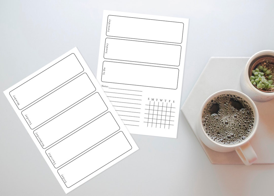 Minimalist Weekly Journal Printable: 2-page Planner (digital Download) - Etsy