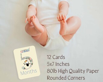 Safari Animal Milestone Cards - Baby's First Year - Set of 12