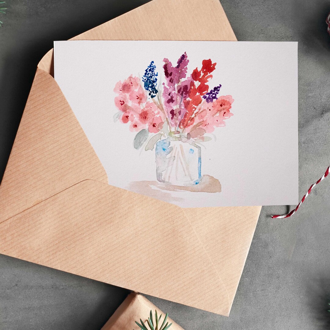 Watercolor Floral Note Cards – Set of 10 With Envelopes (3.5x5 In) - Etsy
