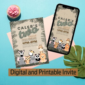 Customizable Jungle Birthday Invitation: Animal Safari Theme (Digital & Printable)