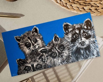 Raccoon Family Art Print 10x5 inch art print, Racoon Painting, Artwork for Kids Room, Cute Art, Trash Panda, Playful Raccoon Faces Art Print