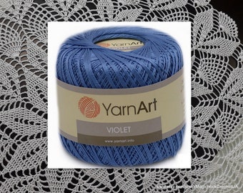 Crochet mercerized cotton YarnArt Violet, Knitting irish lace, Floral decor, Summer thin cotton yarn 10, thread good quality, 50g, 308