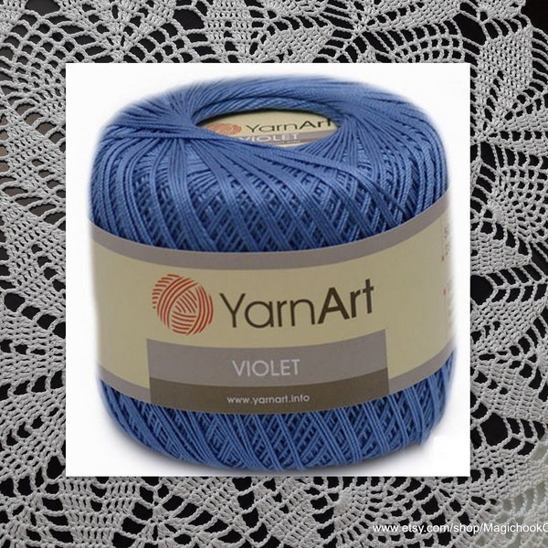 Crochet mercerized cotton YarnArt Violet, Knitting irish lace, Floral decor, Summer thin cotton yarn 10, thread good quality, 50g, 308