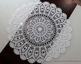 Mantel grande de encaje blanco tejido a crochet, mantel redondo de punto, decoración de mesa para el hogar, centro de mesa, manteles calados, regalo para mamá de 25 pulgadas