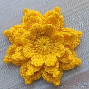 Fleurs en laine tricotées pour chapeaux, Crochet Grande Fleur Applique 3D pour l'artisanat, Fleur au crochet faite à la main pour la décoration de la maison, bandeau de fleurs, 3"