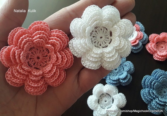 FINGERINSPIRE 32 pezzi fiore all'uncinetto 8 colori patch di fiore a maglia in cotone accessori per costumi floreali e riparazione di abbigliamento