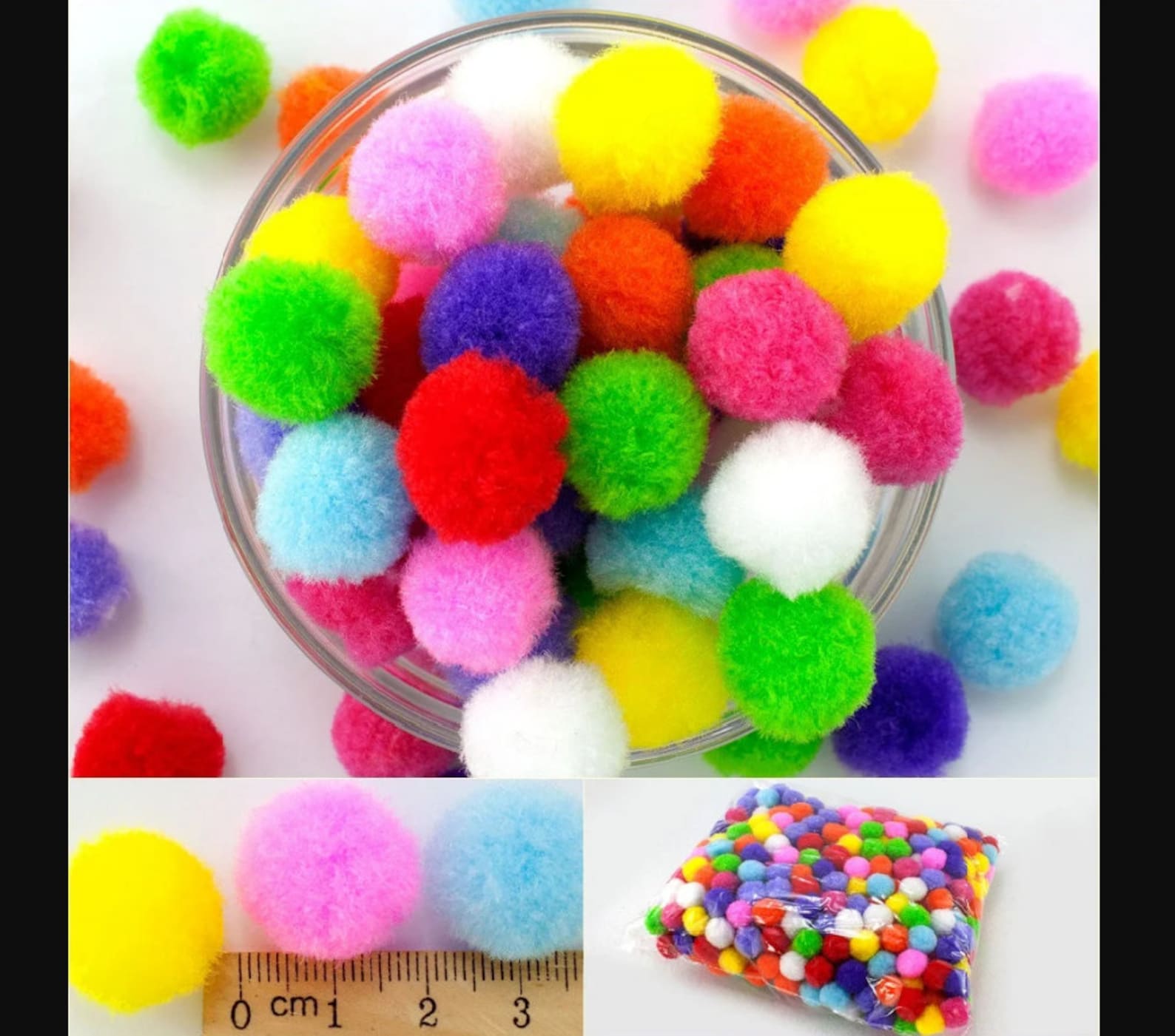 Craft Pompoms 20mm Decorative coloured pompoms artificial Etsy