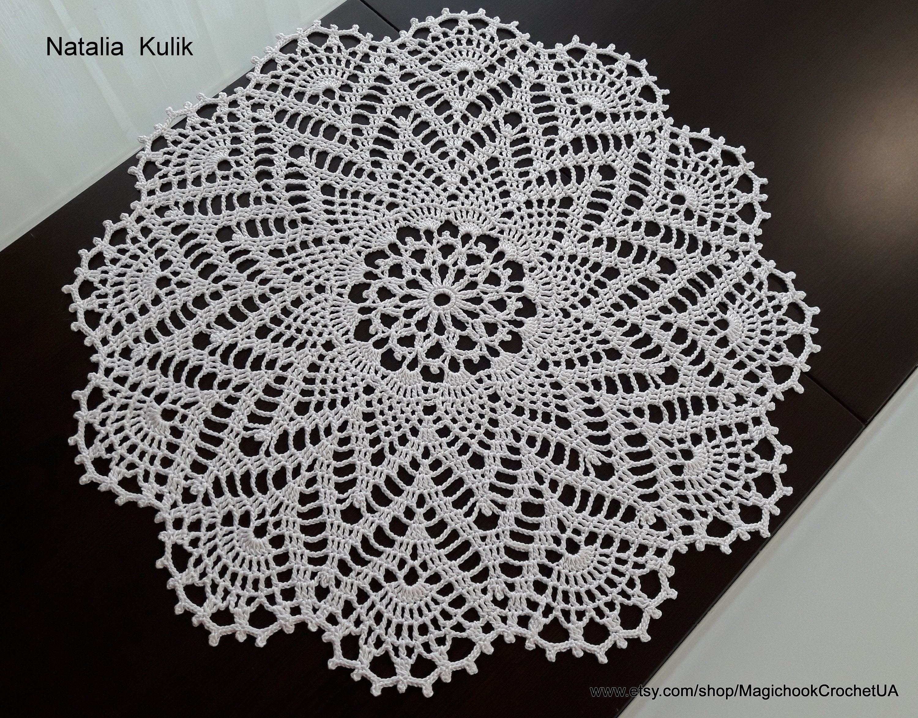crocheted doily pink Round lace READY TO SHIP centerpiece decor 15 inches