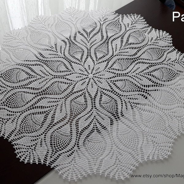 Crochet Pineapple Doily Pattern Diagram Only, Digital PDF Home Vintage Decor, Knitted Lace tablecloth, Openwork Table Decoration,Diagram #15