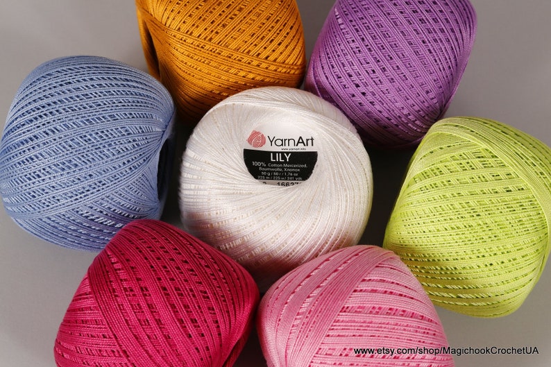 Crochet Cotton Yarnart LILY Knitting Yarn Size 5 Summer Thin Etsy