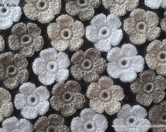 Handmade crocheted small flowers for crafts supplies, Applique, Embellishments, Scrapbooking, Floral Decor Knitted,Decorative,Irih,DIY, 1,2"