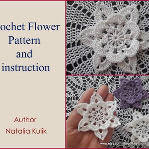 Modello di fiore all'uncinetto PDF, fiore all'uncinetto irlandese, fiore di applique, doppio strato, grande, bello, rosa, arredamento, modello di download istantaneo n. 10