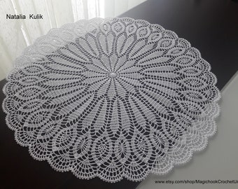 Crochet doily, crochet napkin, white doily, lace napkin, home decor,  openwork doily, knitting doilies, round doily, very thin thread, 15 in