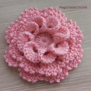 Applique de fleurs volumétriques au crochet fait main 3D pour l'artisanat, fleurs en laine tricotées pour chapeaux, coussins, sacs, couvertures, décor floral tricoté 3D