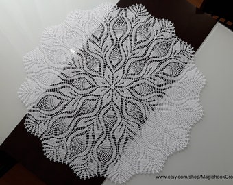 Lace doily crocheted with fine yarn, Crochet table center, Handmade Home Decoration,Knitted Lace tablecloth,Openwork Table Decoration,27"