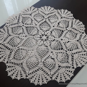Crochet lace doily, Table center, Openwork home decor, Round Beige doilies, Knitted tablecloth, Table Decoration, Mothers Gift,for her, 15"