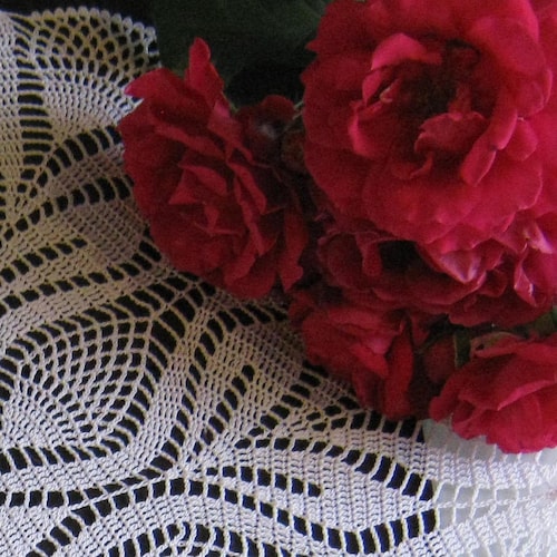 Yizunnu Centrini All'Uncinetto Fatte A Mano - Tovagliette Rotonde Vintage In Cotone, Diametro 60cm (Bianco) - Foto 3