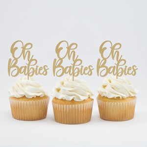 Oh Babies Cupcake Topper/CupcakeTopper/Twin Baby Shower/Gold Cupcake Topper/Oh Babies Shower/Gender Neutral Baby Shower/Twins/Oh Babies