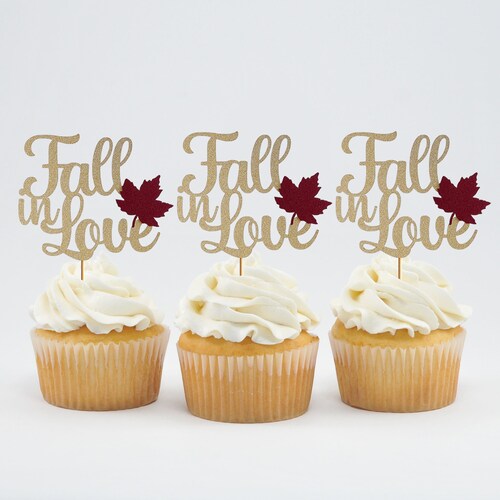 Fall in Love Cupcake Toppers/cupcake Topper/autumn Bridal Etsy