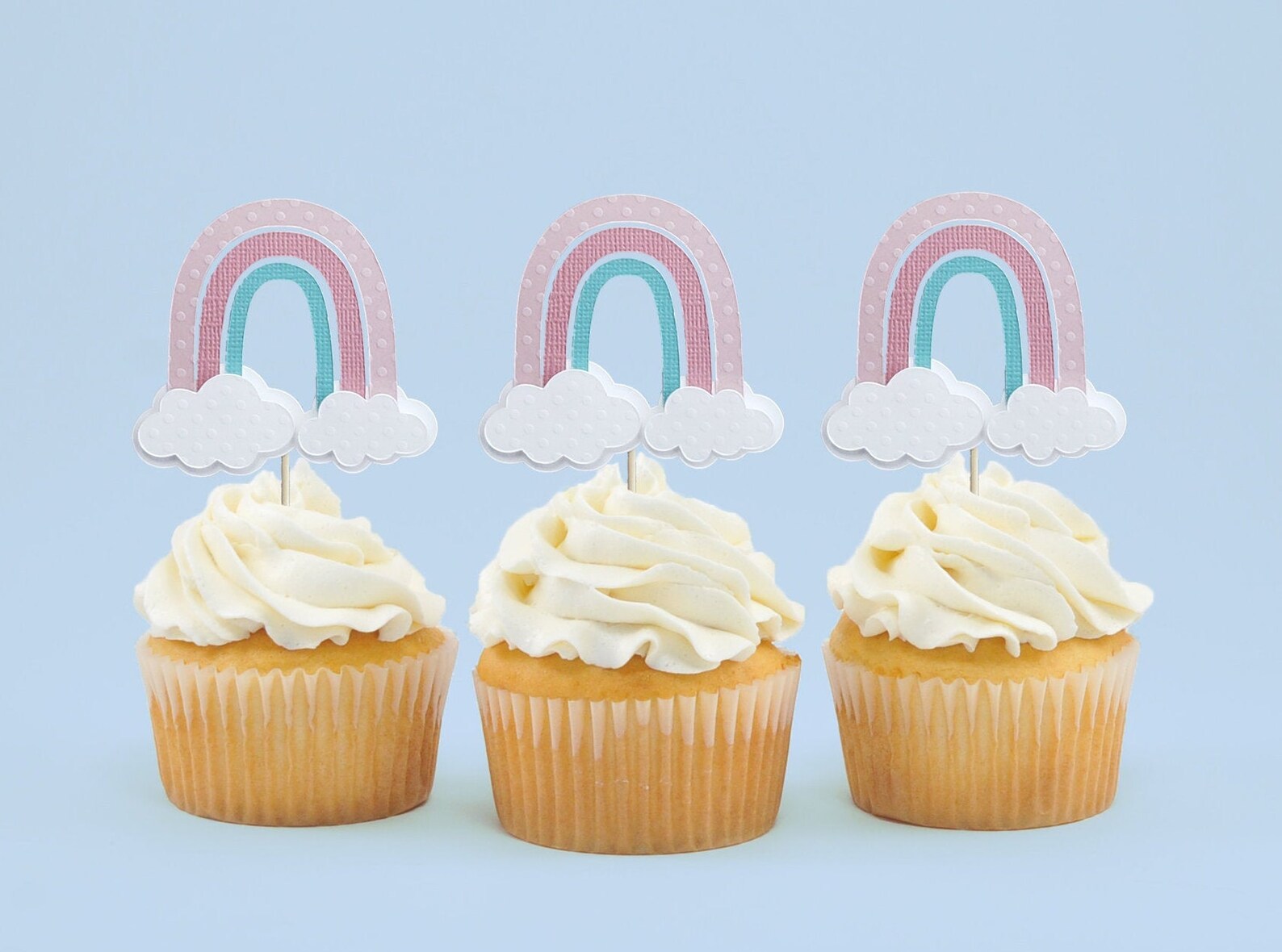 Boho Rainbow Cupcake Topper/rainbow/boho Cupcake Topper/boho Etsy