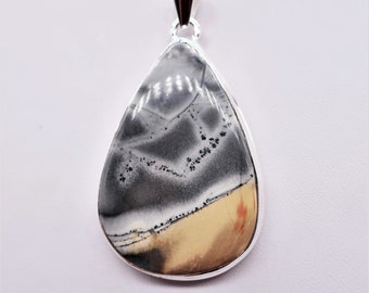 Colgante de plata maligano Jasper/Sterling, tamaño de piedra es 40 x 27 mm