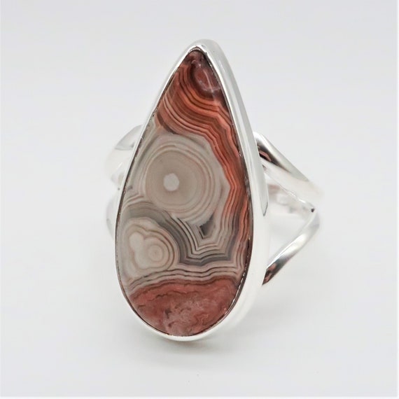 Laguna Lace Agate/sterling Silver Ring Stone Size is 25 X 12 - Etsy