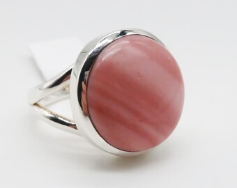 Australian Pink Opal Sterling Silver Ring, Size 7 (16x16mm)