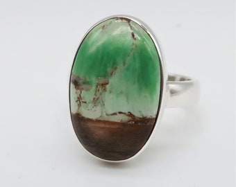 Anillo de plata de ley con variscita australiana, talla 7.5