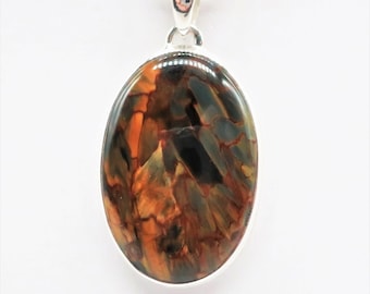 Pietersite/Sterling Silver Pendant, Stone Size is 32 x 21 mm