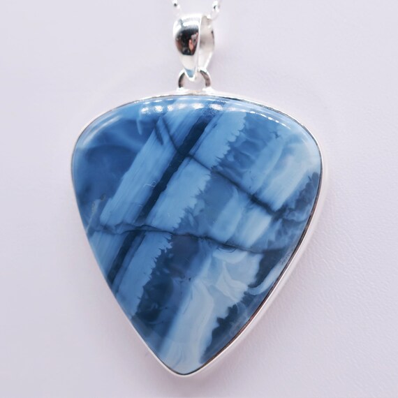 BLUE OWYHEE OPAL Spacer Bead Pendant Sterling Silver