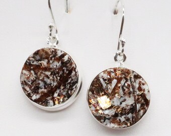 Rough Astrophyllite Sterling Silver Earrings, Stone 16 x 16 mm