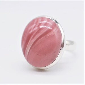Pink Opal/Sterling Silver Ring, Size 6.5, Stone Size is 19 x 16 mm