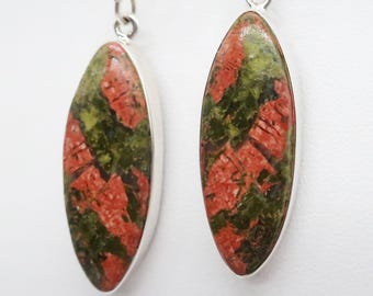 Pendientes de plata esterlina/Unikate, tamaño de piedra 29 x 11 mm