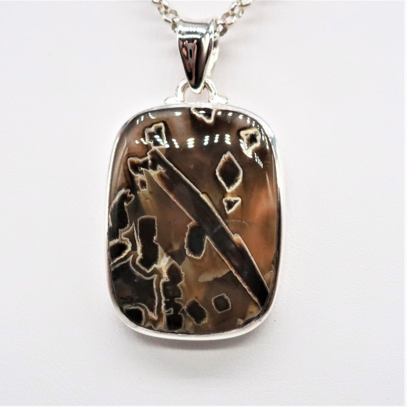 Needle Tube AgateSterling Silver Pendant Stone Size is 30 x 23 mm