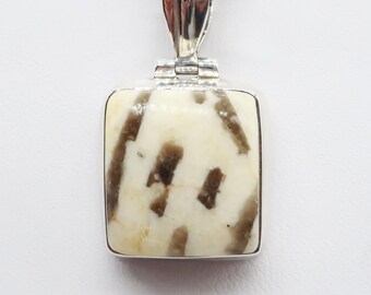 Graphic Jasper/Sterling Silver Pendant, Stone Size is 18 x 16 mm